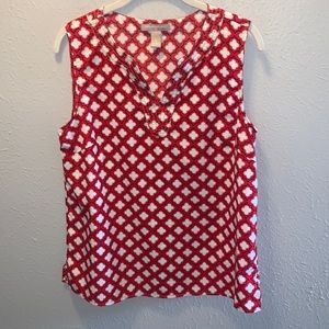 Banana Republic Top V Neck Sleeveless Red Black Women’s Size  Medium